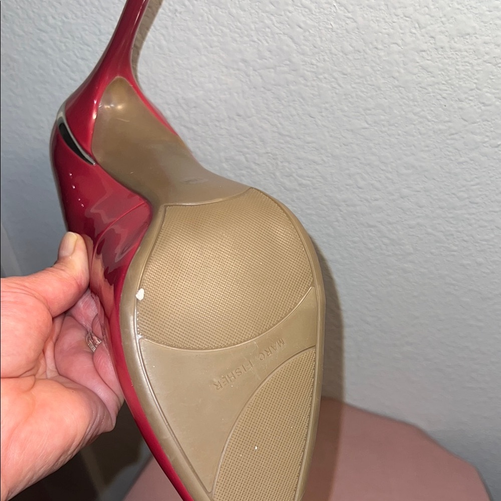 Marc Fisher Red Pointed-Toe Patent Leather Pumps - Picture 6 of 7